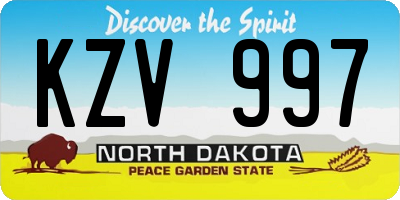 ND license plate KZV997