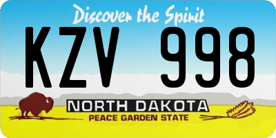 ND license plate KZV998