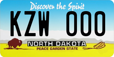 ND license plate KZW000