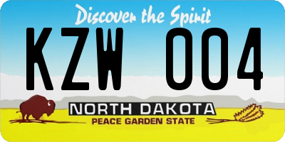 ND license plate KZW004