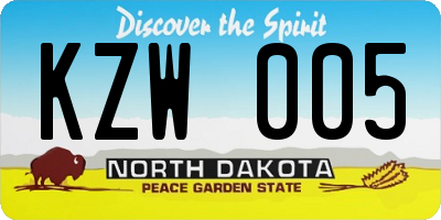 ND license plate KZW005