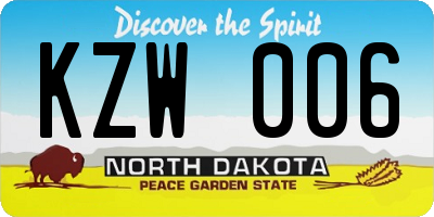 ND license plate KZW006