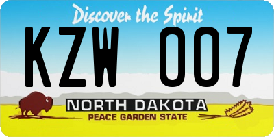 ND license plate KZW007