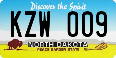 ND license plate KZW009