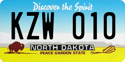 ND license plate KZW010