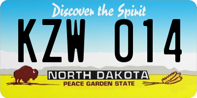 ND license plate KZW014