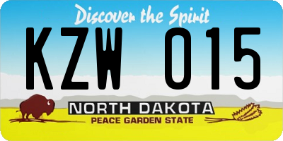 ND license plate KZW015