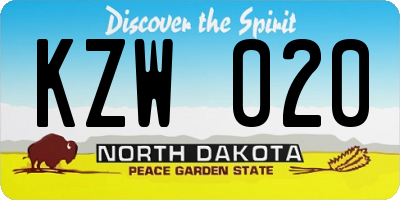 ND license plate KZW020