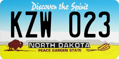 ND license plate KZW023