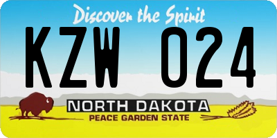 ND license plate KZW024