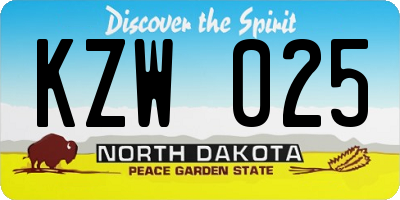 ND license plate KZW025