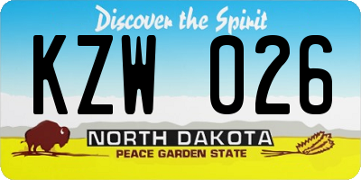 ND license plate KZW026