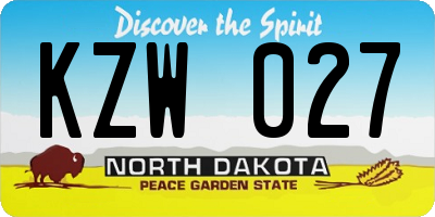 ND license plate KZW027