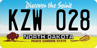 ND license plate KZW028