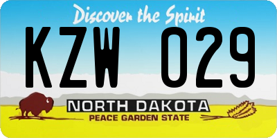 ND license plate KZW029