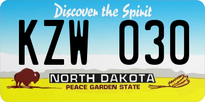 ND license plate KZW030