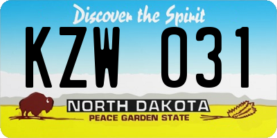 ND license plate KZW031