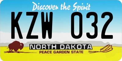 ND license plate KZW032