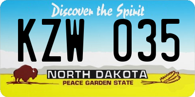 ND license plate KZW035