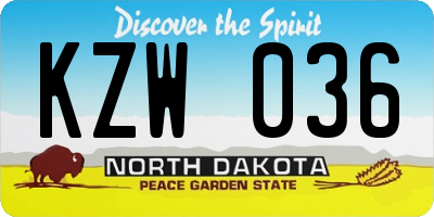 ND license plate KZW036