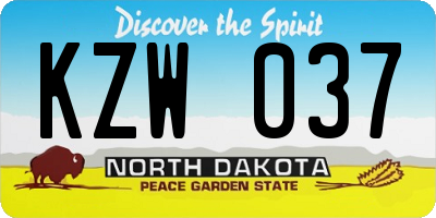 ND license plate KZW037