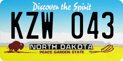 ND license plate KZW043