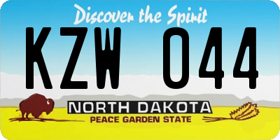 ND license plate KZW044