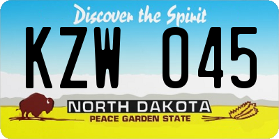 ND license plate KZW045