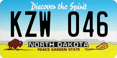 ND license plate KZW046