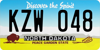 ND license plate KZW048