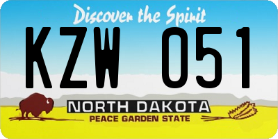 ND license plate KZW051