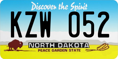 ND license plate KZW052