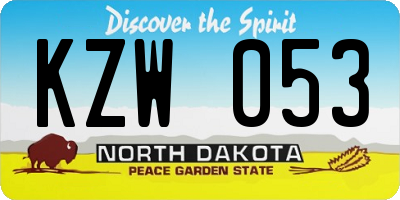 ND license plate KZW053