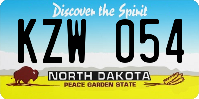 ND license plate KZW054