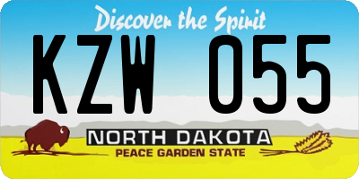 ND license plate KZW055