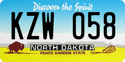 ND license plate KZW058