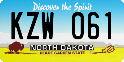 ND license plate KZW061