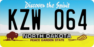 ND license plate KZW064