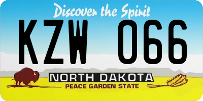 ND license plate KZW066