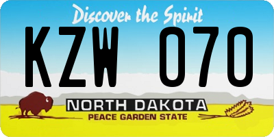 ND license plate KZW070