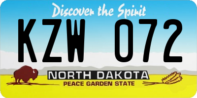 ND license plate KZW072