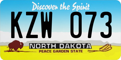 ND license plate KZW073