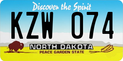 ND license plate KZW074