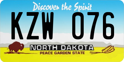 ND license plate KZW076