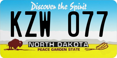 ND license plate KZW077