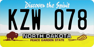 ND license plate KZW078