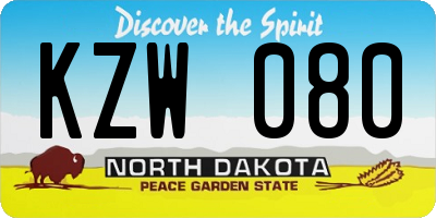 ND license plate KZW080