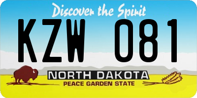 ND license plate KZW081