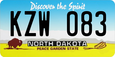 ND license plate KZW083