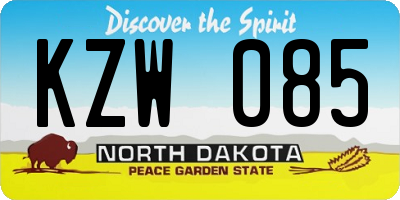 ND license plate KZW085